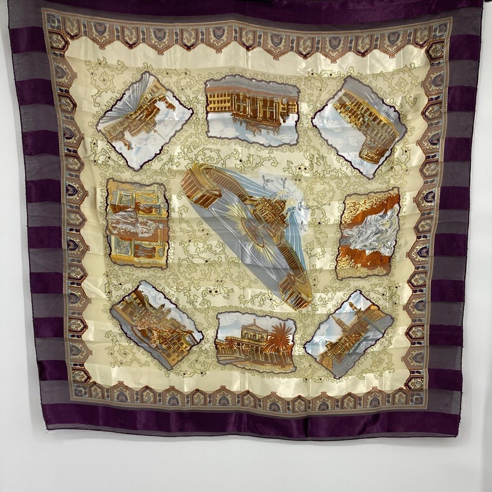 Purple and Gold 9 Scenes of Italy Scarf 40Sq‎